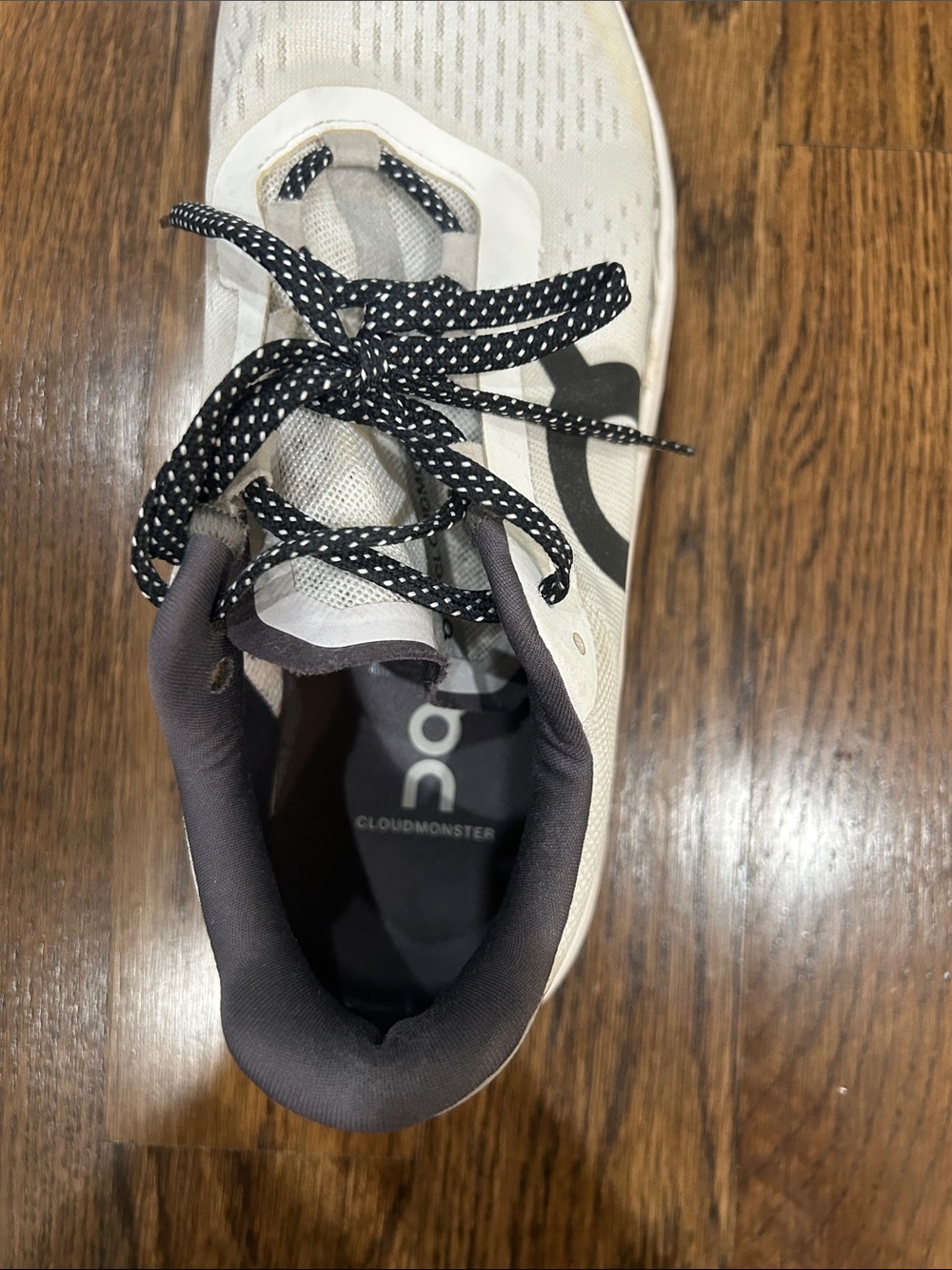 ON Cloud Monster White Athletic Sneakers with Black Accents - Picture 4 of 5
